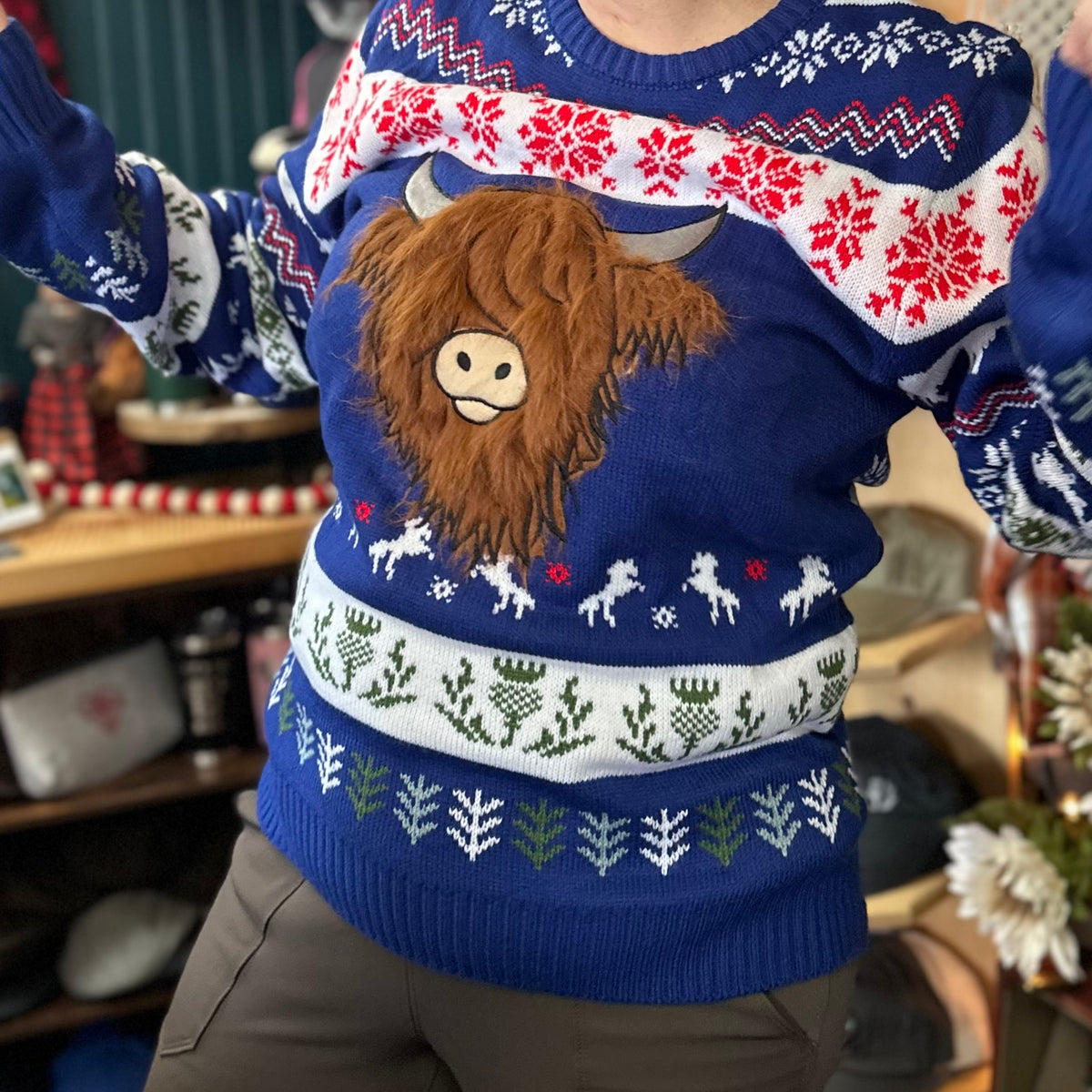 Hairy Highland Coo Ugly Christmas Sweater – Thistle Stitch