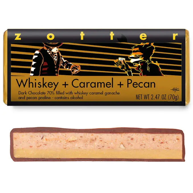 Whisky Caramel Pecan Chocolate Bars