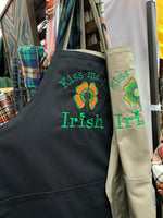 Kiss Me I'm Irish Embroidered Apron - Craftsman and Canvas Style Options