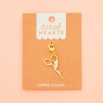 Gold Stork Embroidery Scissor Removable Zipper Charm