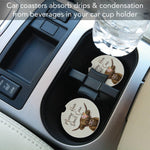 "Messy Hair Don't Care" Highland Coo Absorbent Stone Car Coaster