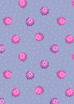 Dahlia and Hearts on Light Floral Blue - Fabric by the 1/4 Yard