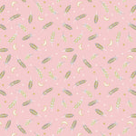 Feathers and Stars on Pink with Gold Metallic - Fabric by the 1/4 Yard