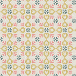Patterned fabric with geometric design on a beige background