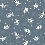 Pattern of white astronauts on a blue background with stars and space elements.
