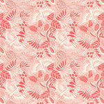 Red and white floral pattern on a white background