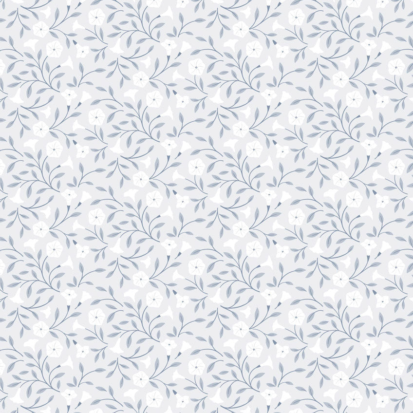 Pale Grey Moonflower - Evenfall Fabric by the Yard