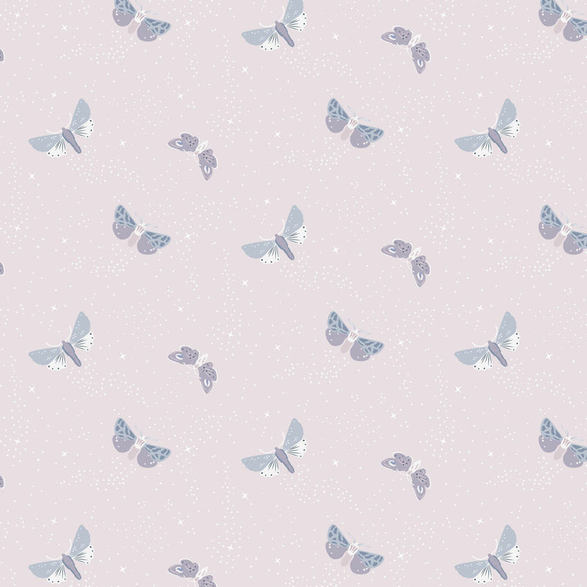 Light Dusky Pink Twilight Moths - Evenfall Fabric by the Yard