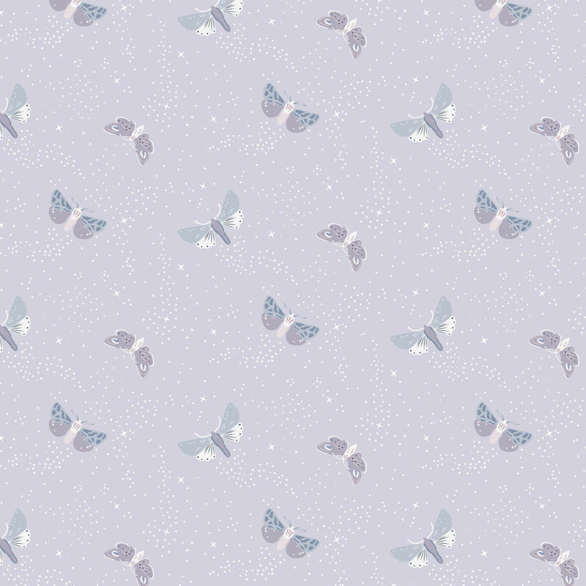 Pale Misty Lilac Twilight Moths - Evenfall Fabric by the Yard
