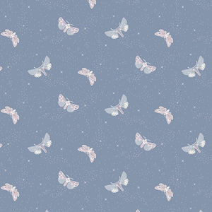 Blue Grey Twilight Moths - Evenfall Fabric by the Yard