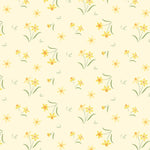 Pattern of small yellow flowers on a light green background