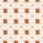 Highland Coo Coneflower Corral Fabric by the 1/4 yard