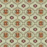Highland Coo Coneflower Corral Fabric by the 1/4 yard