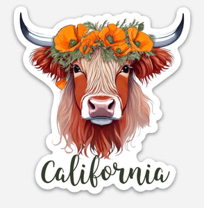 Choose Your State - Highland Coo 3" Stickers
