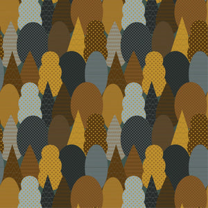 Green Colorful Forest - Fall in Love with Fall Cotton Fabric by the Yard