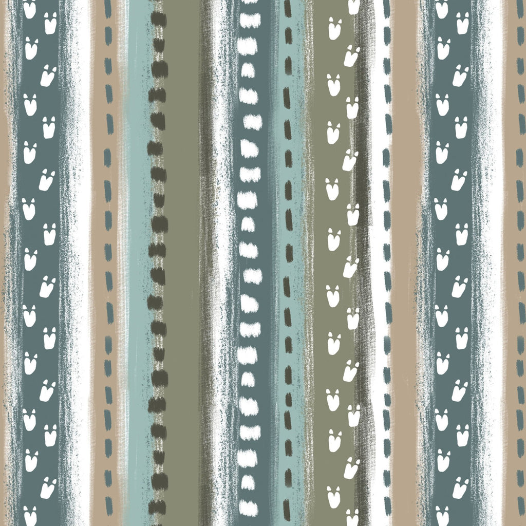 Multi Going Dino Stripe - Fantastic Flannel Fabric by the Yard