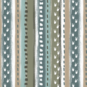 Multi Going Dino Stripe - Fantastic Flannel Fabric by the Yard