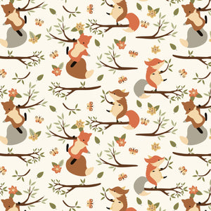 Climbing Foxes - Flannel Fabric by the Yard