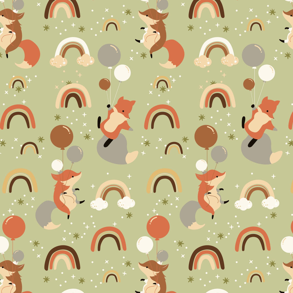 Foxes And Rainbows - Flannel Fabric by the Yard