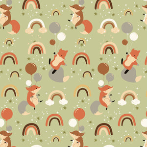 Foxes And Rainbows - Flannel Fabric by the Yard