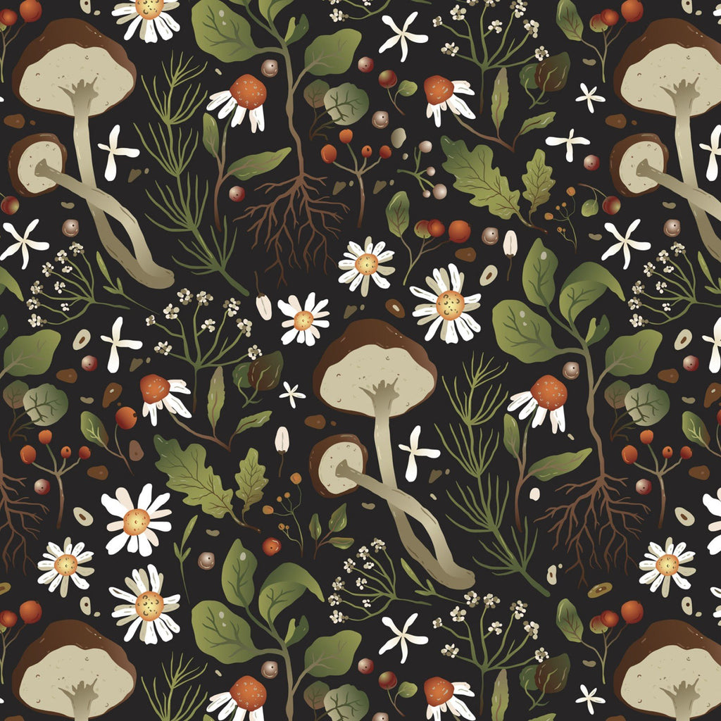 Woodland Mushrooms Fabric by the Yard