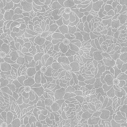 Gray Floral Sundrenched - Fabric by the Yard
