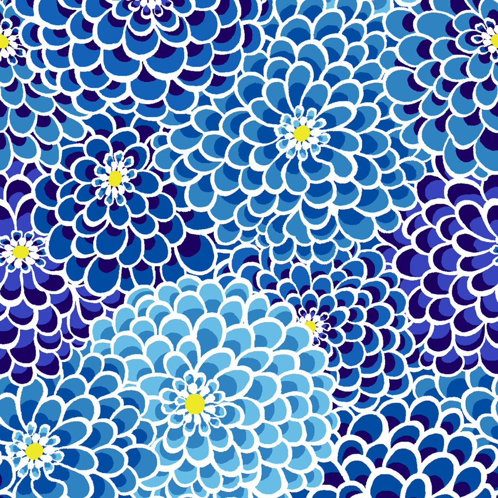Bright Blue Sassy Floral - Fabric by the Yard