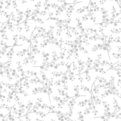 Gray Leaves Etching - Fabric by the Yard