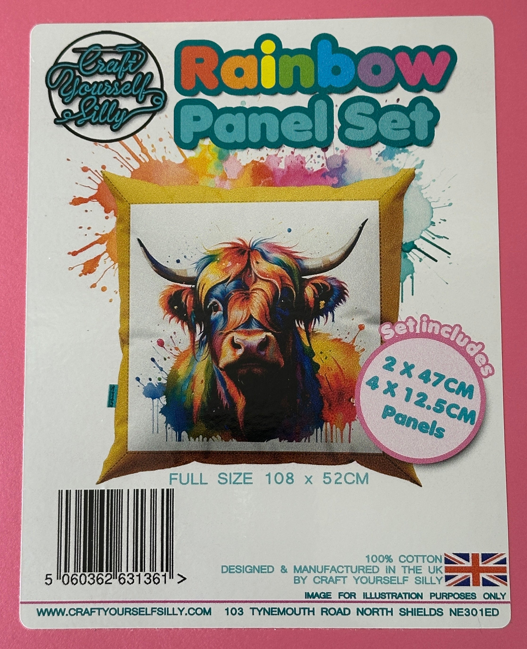 Highland Coo Watercolor Fabric Panel Sets