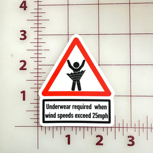 Kilted Warning Sign "Underwear Required" 3" sticker