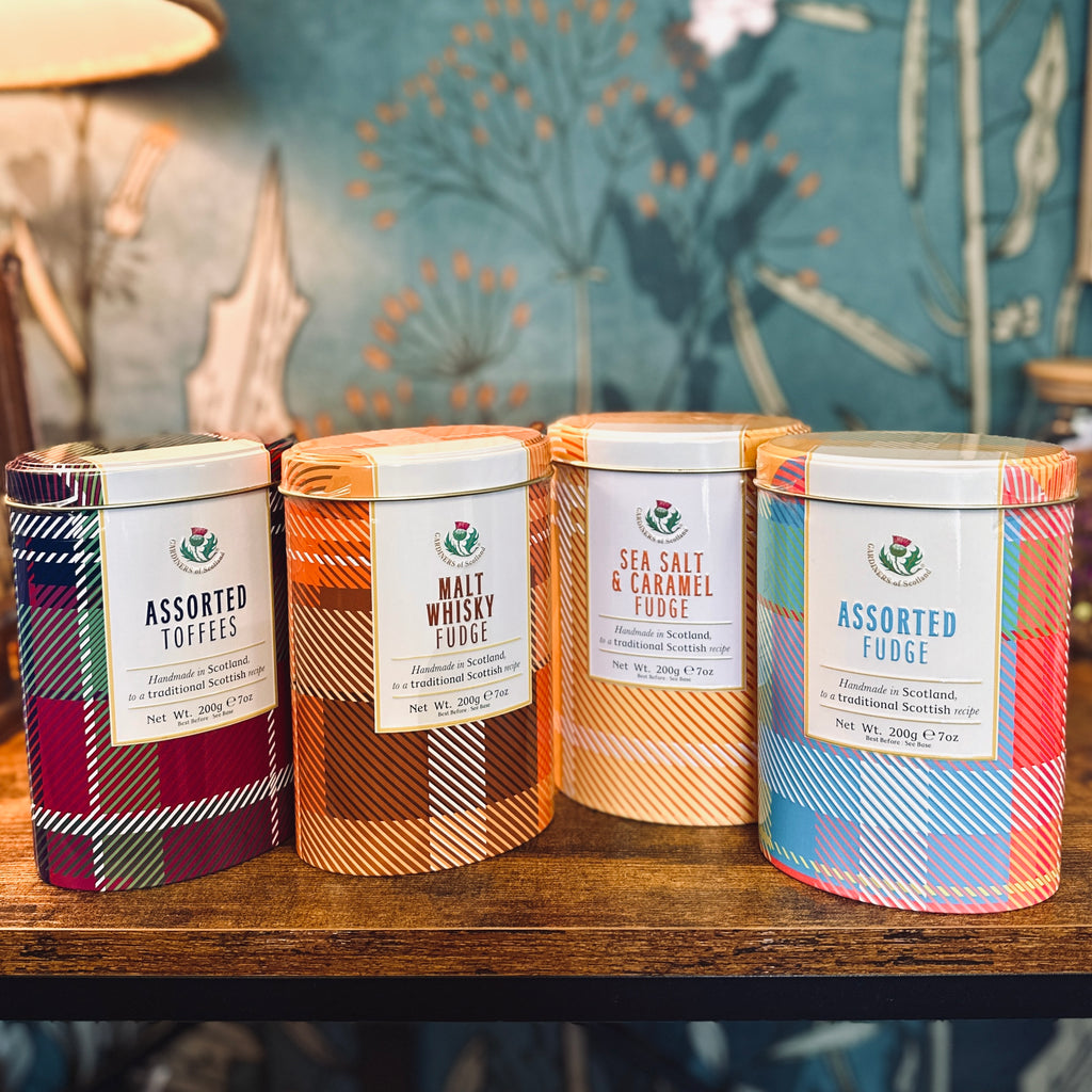 Scottish Fudge, Toffee, and Caramel Tartan Tins Collection 7oz