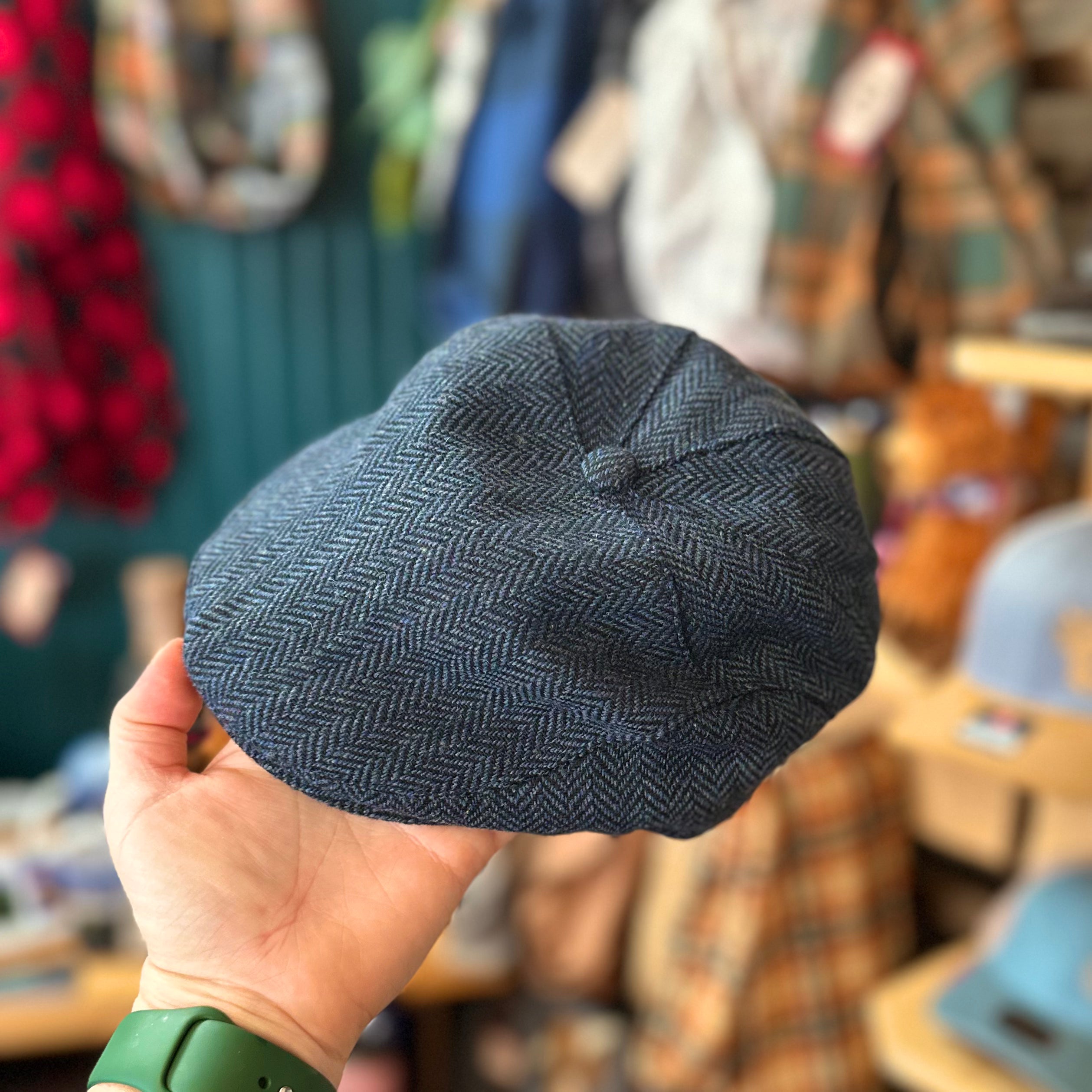 Cabby/Newsboy Herringbone Hat with Scottish Thistle Embroidery