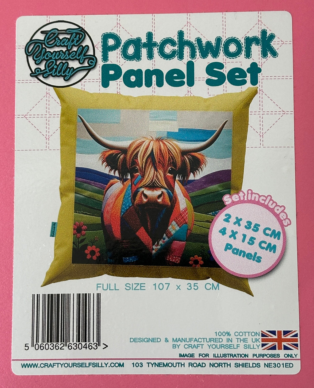 Highland Coo Watercolor Fabric Panel Sets