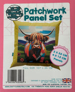 Highland Coo Watercolor Fabric Panel Sets