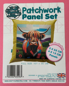 Highland Coo Watercolor Fabric Panel Sets