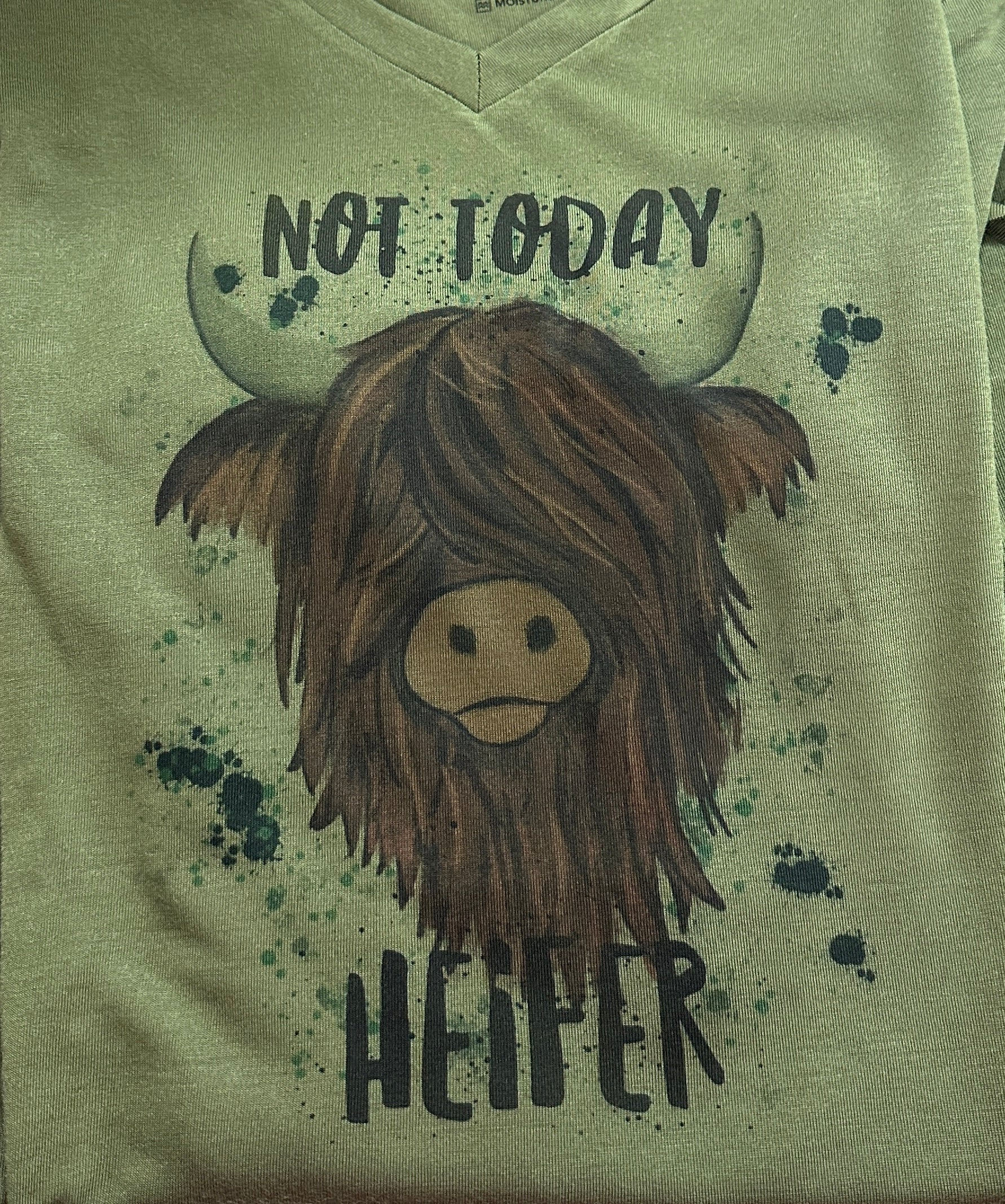 Not Today Heifer Highland Coo in Original Brown Women's V-Neck Shirt