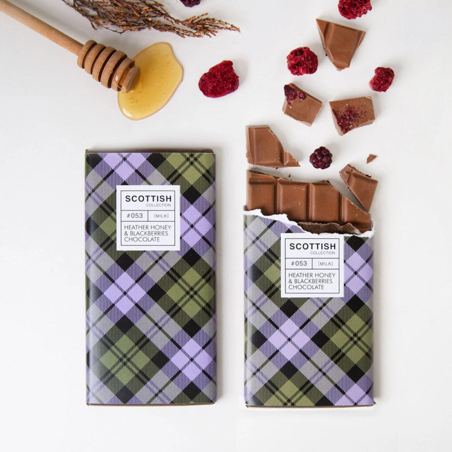 Spring Limited Edition Heather Honey & Blackberry Milk Chocolate Bar by Quirky Chocolate