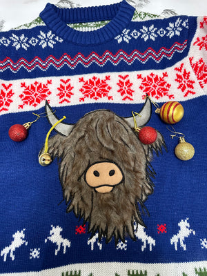 Hairy Highland Coo Ugly Christmas Sweater
