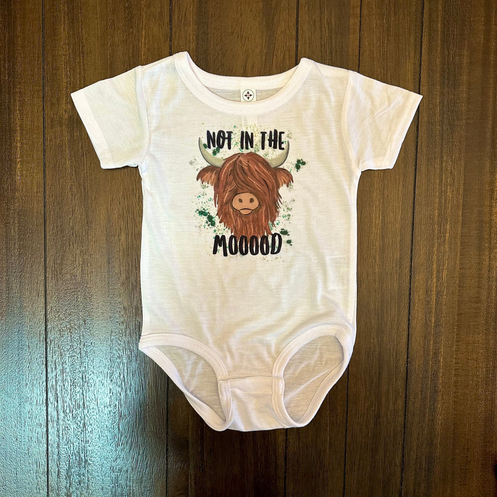 Infant Not in the Moood Classic Brown Highland Coo Onesies