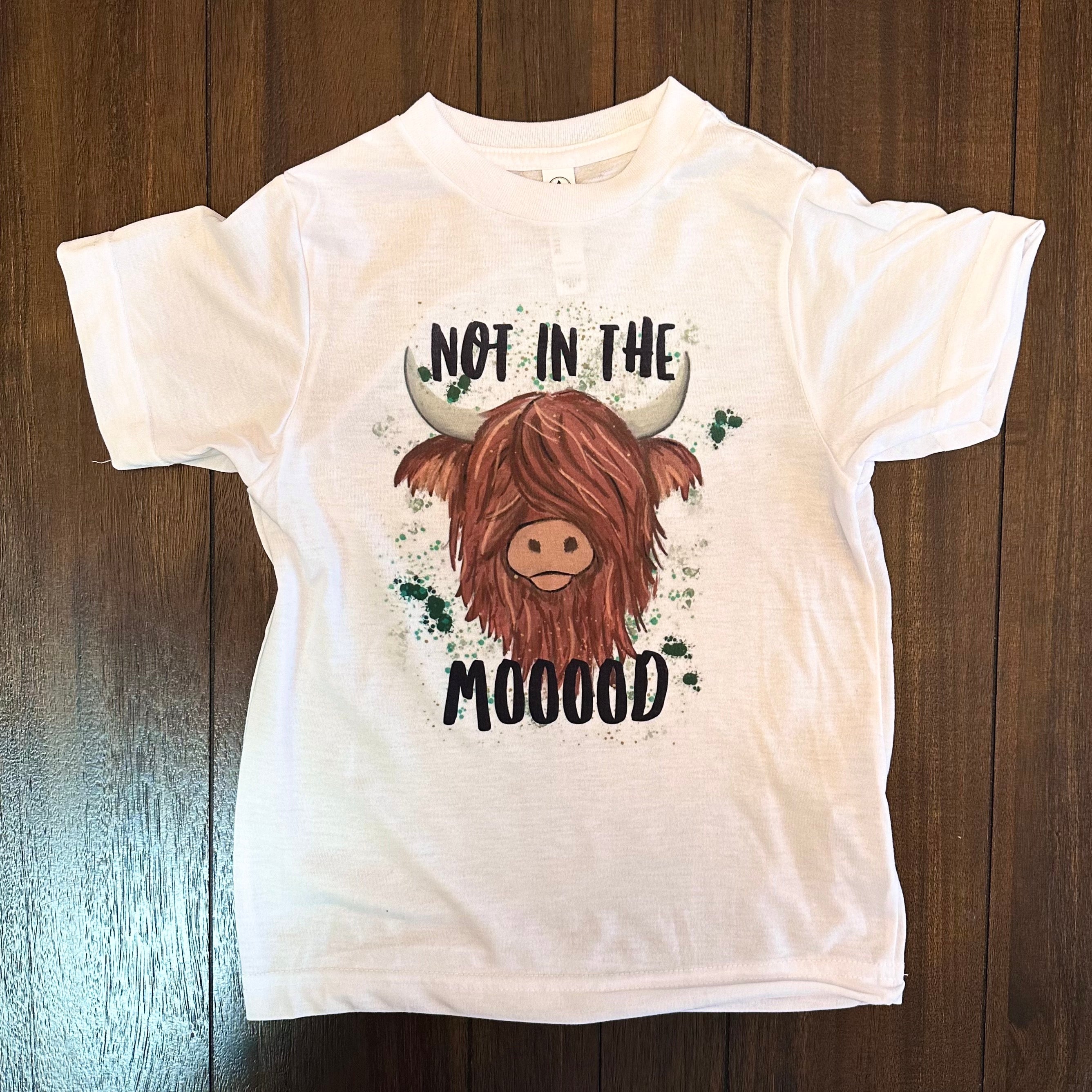 Not in the Mooood Classic Brown Highland Coo Onesies and Toddler Shirts