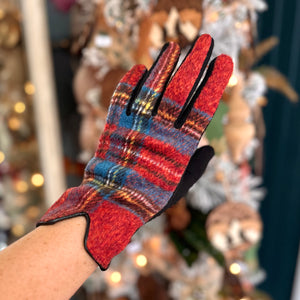 Heather Red Tartan Plaid Touchscreen Gloves