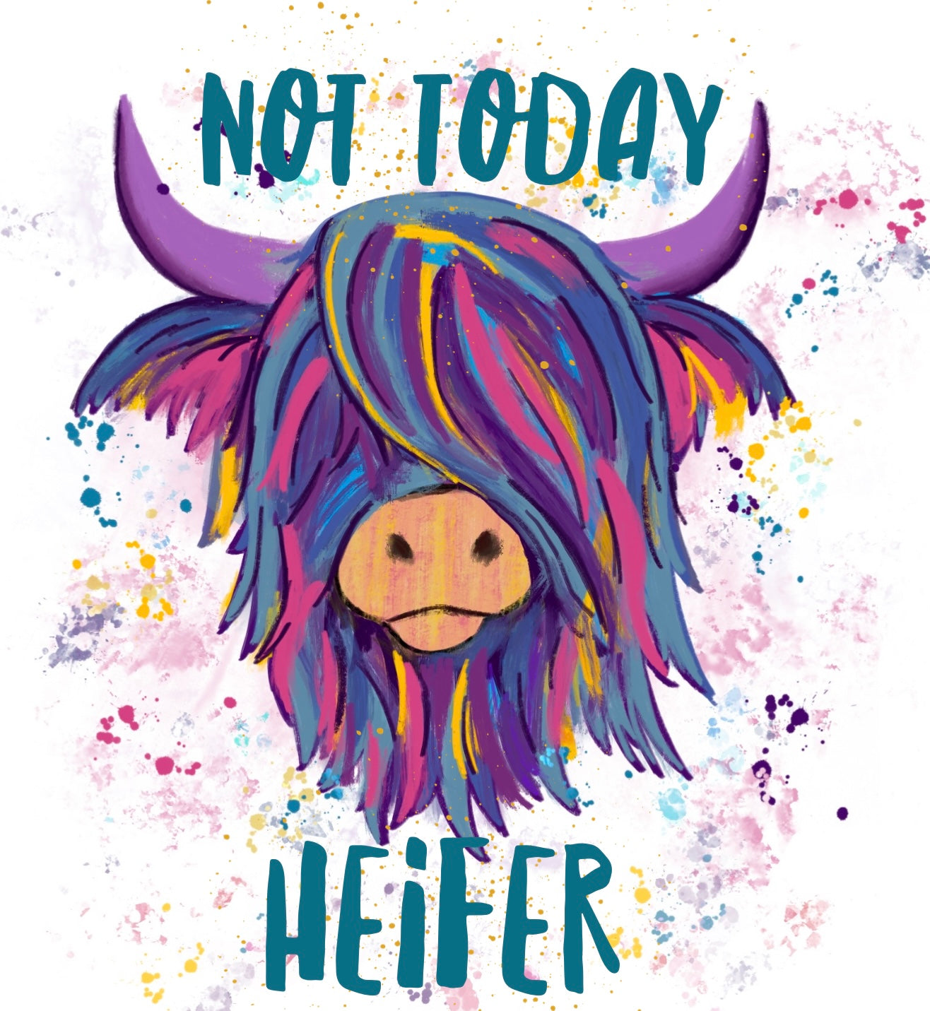 Colorful Coo Not Today Heifer or Not in the Mood 18oz Frosted Beer Can Glass with Bamboo Lid and Straw