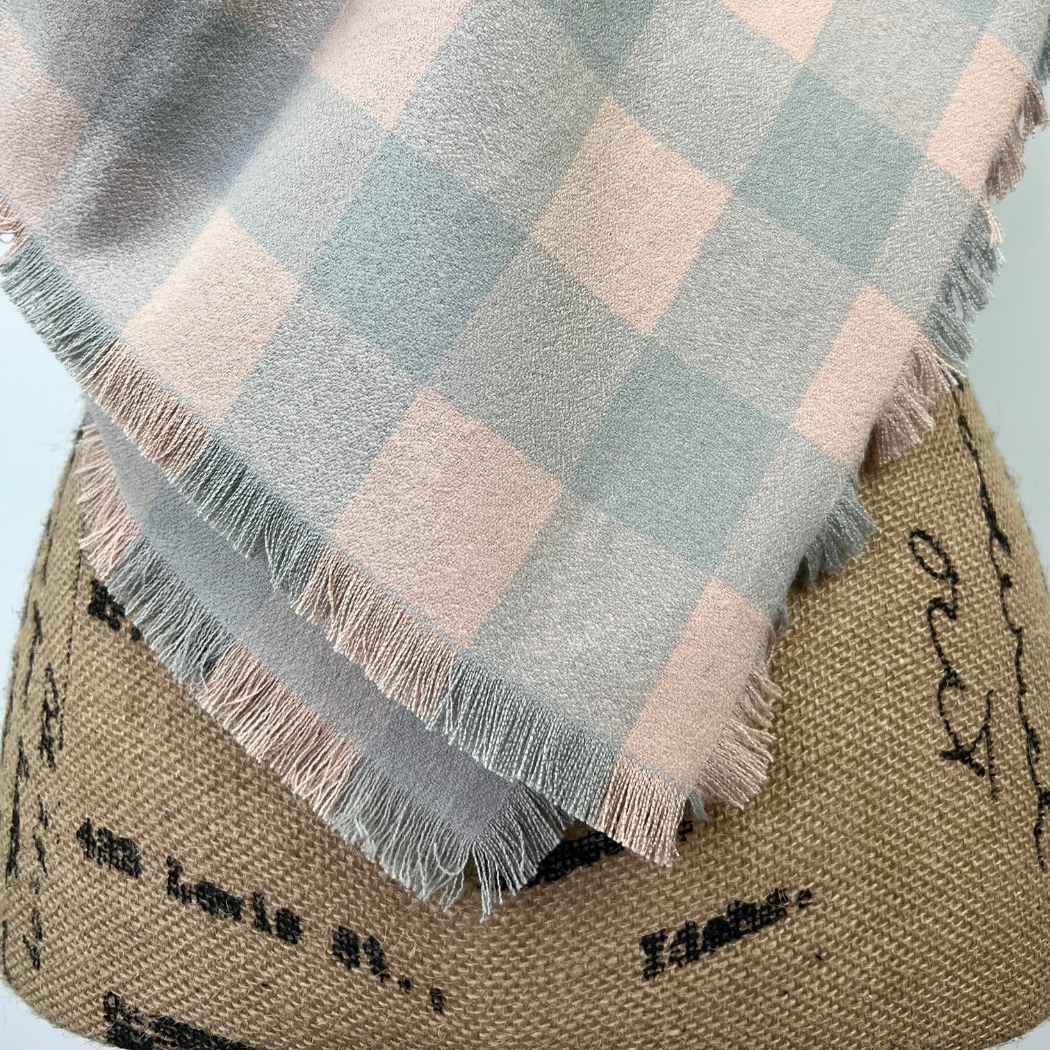 Buffalo Plaid in Muted Peach and Grey 100% Organic Cotton Plaid Infinity and Blanket Scarves