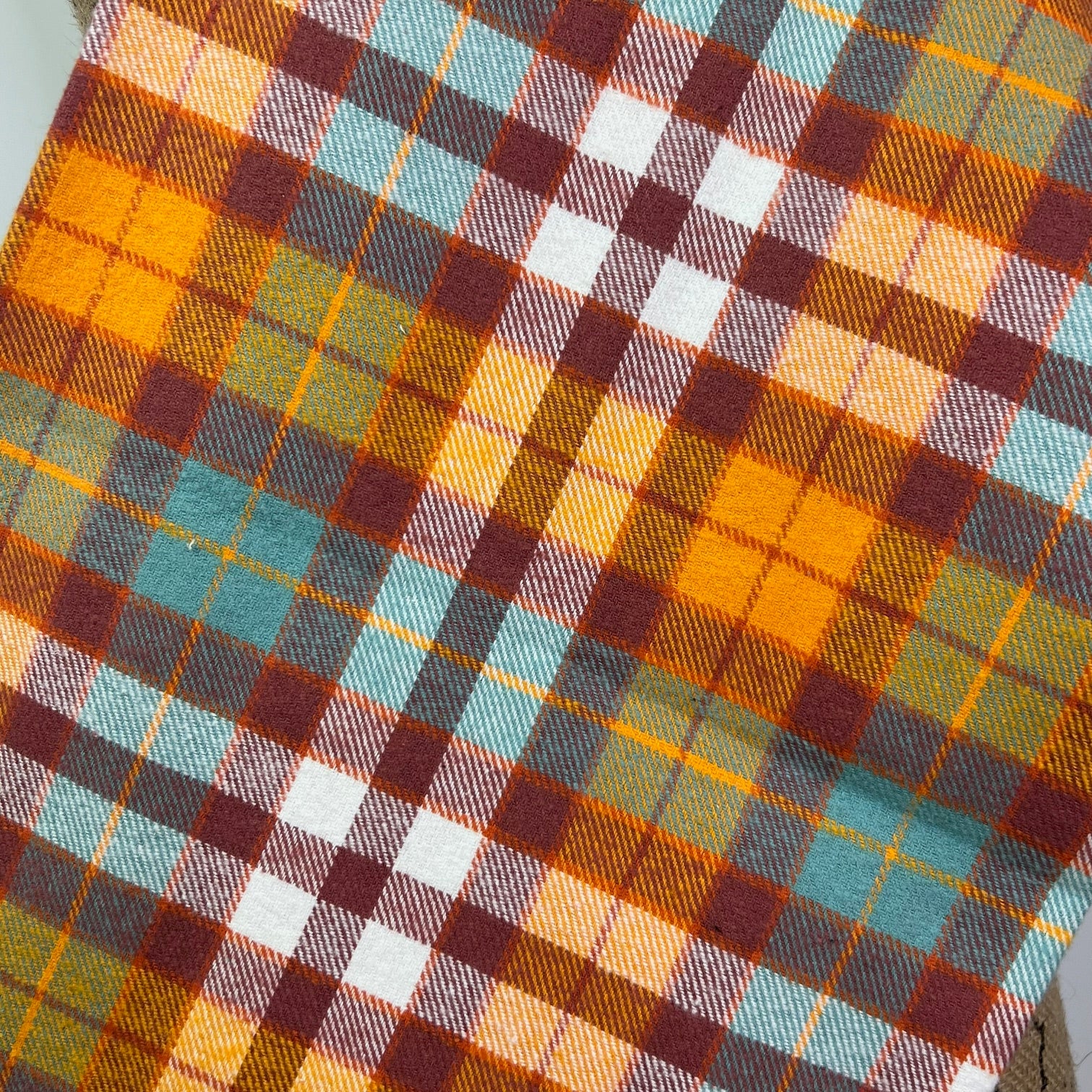 Orange, Rust, Teal and White Luxe Collection Plaid Infinity and Blanket Scarves