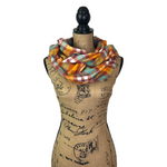 Orange, Rust, Teal and White Luxe Collection Plaid Infinity and Blanket Scarves