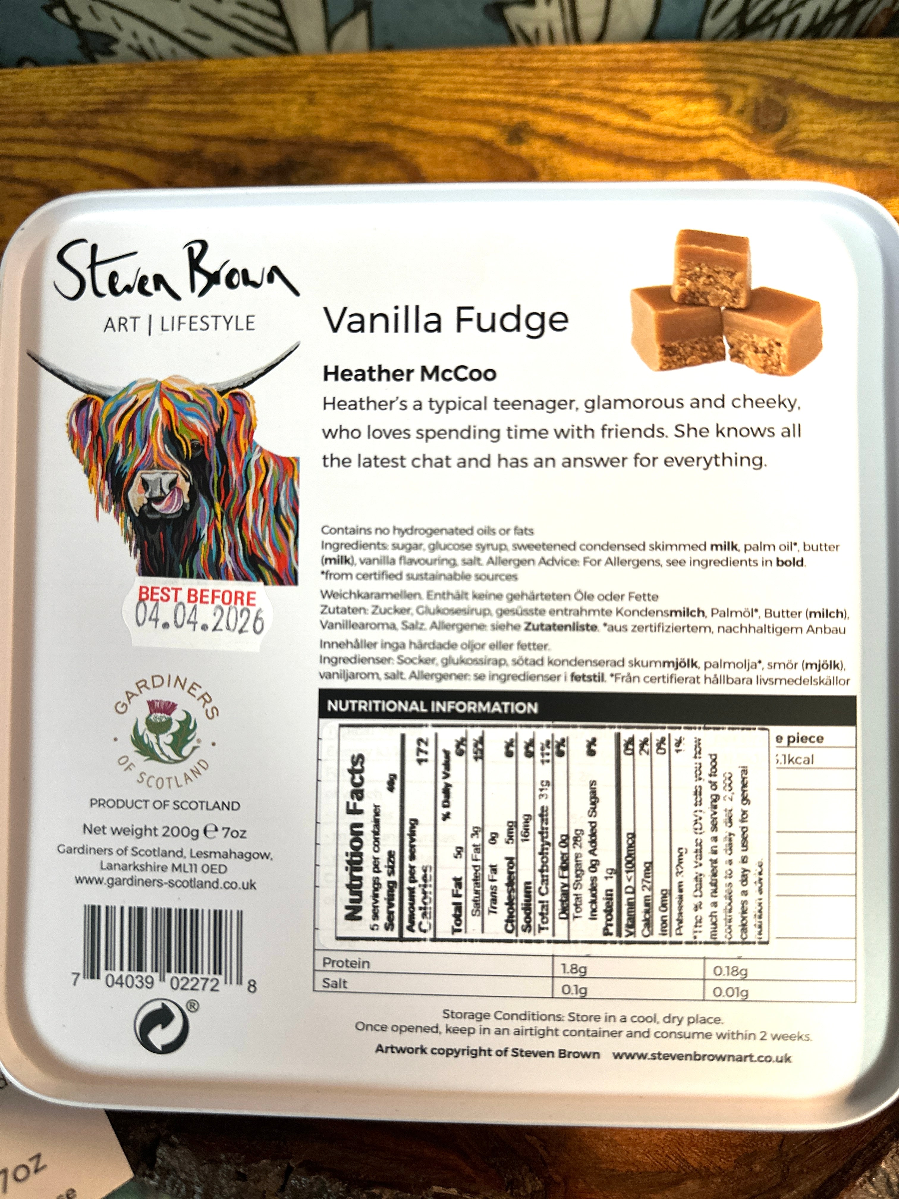 Highland Coo Vanilla Scottish Fudge Tin 7 oz