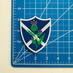 Saltire Flag of Scotland Shield with Scottish Thistle Iron-On Patch