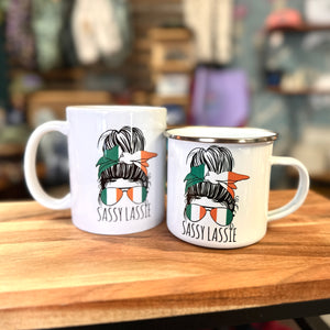 Sassy Lassie Irish Messy Bun 11oz Enamel and Ceramic Mugs