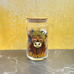 16oz Clear Beer Can Glass with Bamboo Lid and Straw - Choose your state Coo!