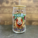 16oz Clear Beer Can Glass with Bamboo Lid and Straw - Choose your state Coo!